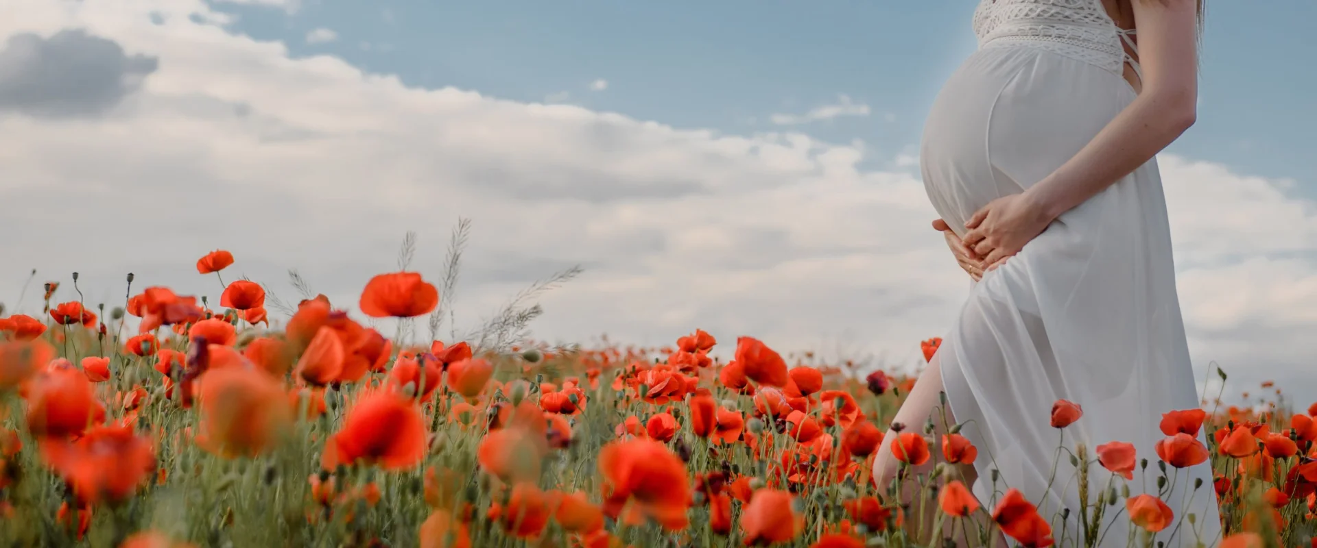 Pregnant Women in a poppy field